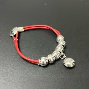 Red leather beaded bracelet